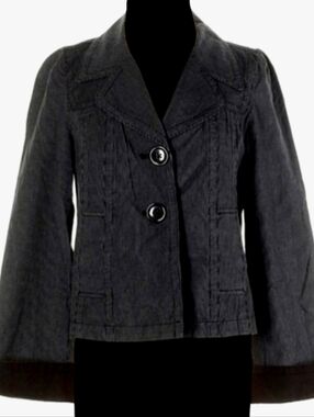 Vintage Talbots Blue Grey Short Jacket Railroad Stripes Cropped Striped Blazer 4